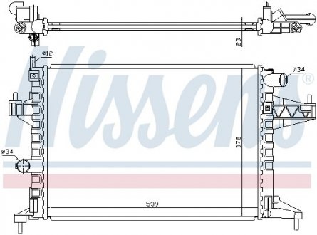 Радиатор охлаждения OPEL CORSA C (00-)/ COMBO (00-) NISSENS 63008 (фото 1)