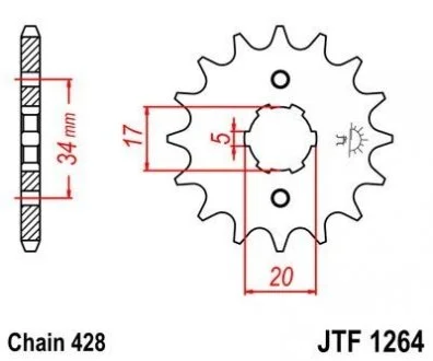 Передняя звезда 15зуб. Honda CBR125,JTF1264-16 JT MOTO 101-320-16