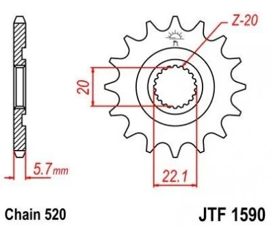 Передняя звезда 13зуб. YZ250F`01/WR250F`01- JT MOTO 102-412-13