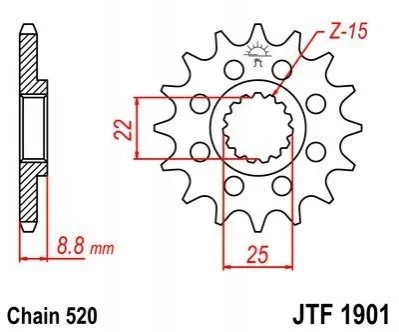 Передняя звезда 13зуб. KTM 2/4 takt250 SX-F JT MOTO 105-411-13 (фото 1)