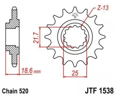 Передняя звезда 15зуб. Z750`04-/Z750S`05- JT MOTO 104-465-15