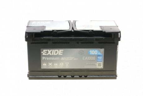 Аккумуляторная батарея 100Ah/900A (353x175x190/+R/B13) Premium EXIDE EA1000 (фото 1)