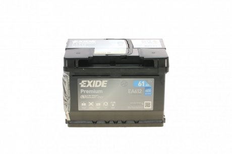 Акумуляторна батарея 61Ah/600A (242x175x175/+R/B13) Premium EXIDE EA612 (фото 1)