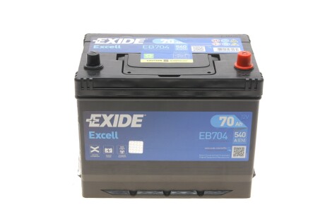 Аккумуляторная батарея 70Ah/540A (270x173x222/+R/B9) Excell Азия EXIDE EB704