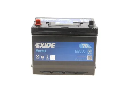 Акумуляторна батарея 70Ah/540A (270x173x222/+L/B9) Excell Азія EXIDE EB705
