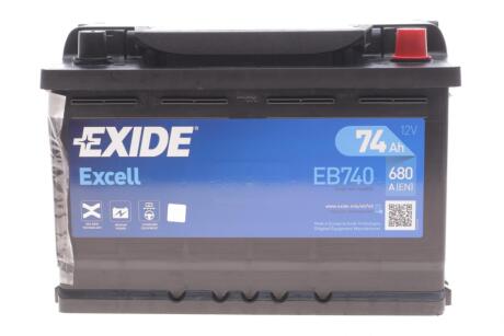 Аккумулятор 74Ah-12v EXCELL(278х175х190),R,EN680 EXIDE EB740