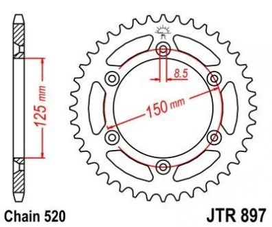 Звезда 45зуб. KTM Duke / LC4 / EGSE JT MOTO 115-464-45