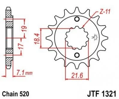 Передняя звезда 14зуб. CBR 250R 11- JT MOTO 101-442-14