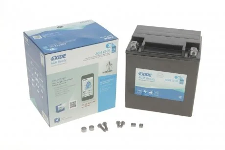 Аккумуляторная батарея 30Ah/430A (166x126x175/+R/B00) (AGM) (мото) EXIDE AGM12-31