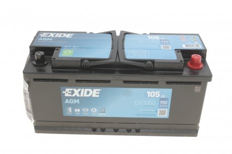 Акумуляторна батарея 105Ah/950A (392x175x190/+R/B13) (Start-Stop AGM) EXIDE EK1050