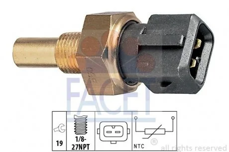Датчик температури Transit >00 (чорний) FACET 7.3165