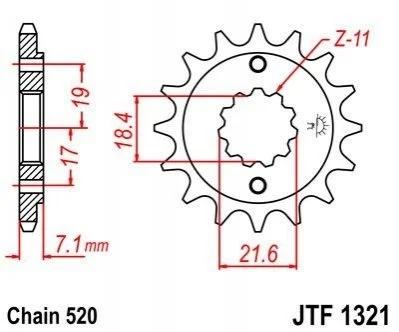 Передня зірка 13зуб. CBF 250 JT MOTO 101-442-13 (фото 1)