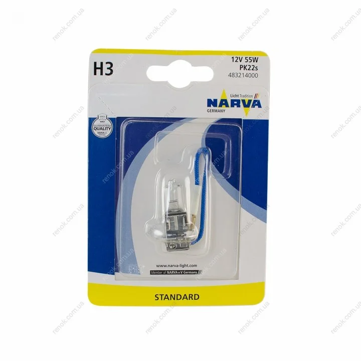 Лампа накаливания H3 12V 55W PK22s (пр-во Narva) NARVA 48321B1 (фото 1)