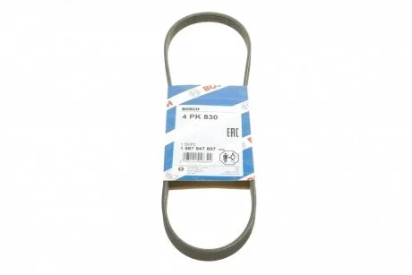 Ремень генератора Nissan Primera/Micra/Note 1.2-2.0 90-10/Chevrolet Aveo 1.2 04- (4PK830) BOSCH 1 987 947 857