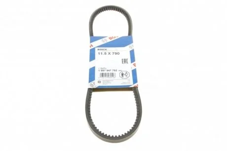 Ремінь генератора Audi 100/200/VW Caddy II/Golf III/IV/Passat/Sharan -04 (11.5x790) BOSCH 1 987 947 782