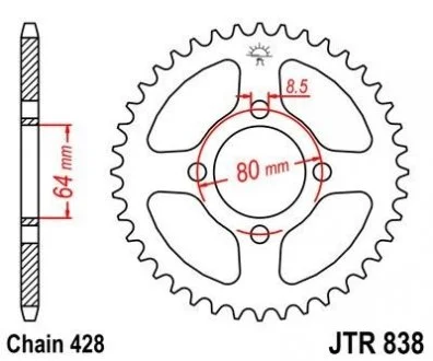 Звезда 45зуб. YBR125 `05- JT MOTO 112-342-45