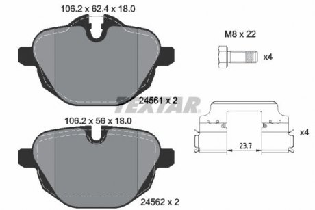 Колодки тормозные (задние) BMW 5/X3/X5 10- (TRW) TEXTAR 2456101 (фото 1)