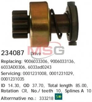 Бендикс стартера Man CARGO 234087