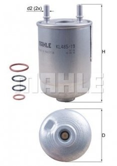 Фильтр топливный Renault Megane/Scenic 1.5-2.0dCi 10- MAHLE / KNECHT KL485/19D (фото 1)