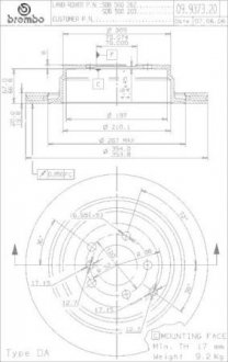 Тормозной диск BREMBO 09.9373.21 (фото 1)