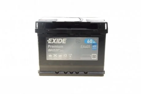 Аккумуляторная батарея 60Ah/600A (242x175x190/+L/B13) Premium EXIDE EA601