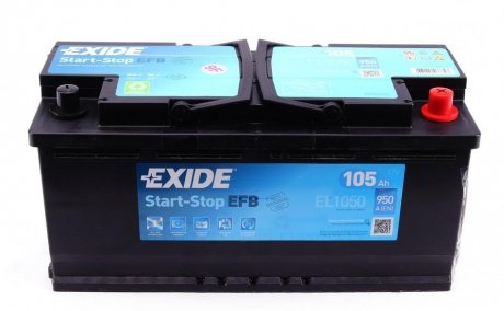 Акумуляторна батарея 105Ah/950A (392x175x190/+R/B13) (Start-Stop EFB) EXIDE EL1050 (фото 1)
