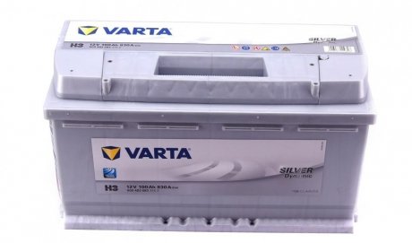 Акумулятор 12В 100Агод./830А SILVER DYNAMIC (R+ стандартні) 353x175x190 B13 - монтажний фланець 10.5мм (пусковий) VARTA 600402083 3162