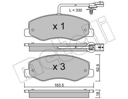 Тормозные колодки (задние) Renault Master III/Opel Movano/Nissan NV400 10- (+датчик)/(спарка) Metelli 22-0900-0 (фото 1)