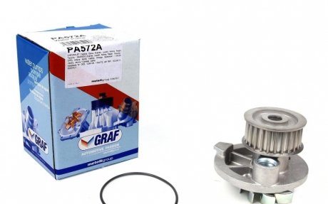 Насос воды Opel Astra F/G/H/Omega B/Vectra A/B/Zafira A/B 1.8i/2.0i/2.2i/2.4 94- (25z) (R/B) (8 лоп) GRAF PA572A (фото 1)