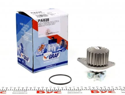 Помпа води Citroen Berlingo/Peugeot 106/205/206/306/307/309/Partner 1.1/1.4i 86- (20z) (B/B) (6 лоп) GRAF PA628