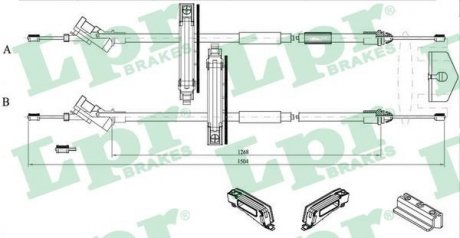 Тросик стояночного тормоза LPR C0225B (фото 1)