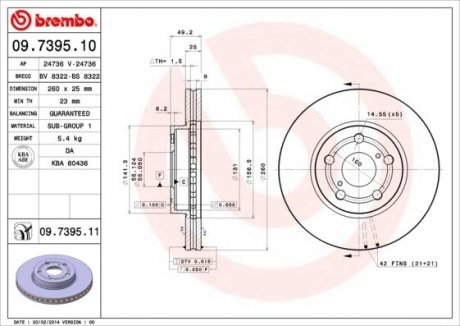 Тормозной диск BREMBO 09.7395.10