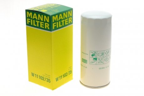 Фильтр масляный Renault Magnum 12.0/16.5 90-05/Major 12.0 90-96/Premium 6.2/9.8/11.0 96-06 MANN W 11102/35 (фото 1)