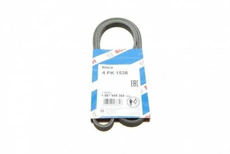 Ремінь генератора Renault Kangoo 1.2 98- / Dacia Logan/Sandero 1.2 12- (4PK1538) BOSCH 1987948364
