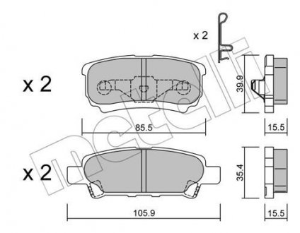 Колодки тормозные (задние) Mitsubishi Outlander/Lancer 03-/Jeep Compass/Patriot/Dodge Avenger 06- Metelli 22-0737-0