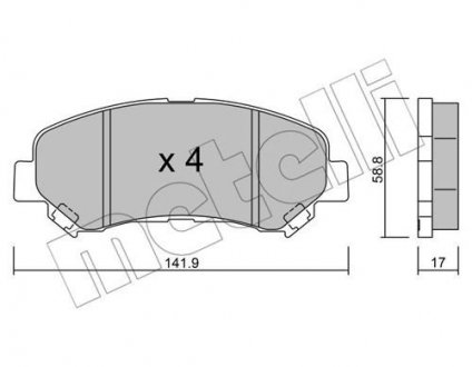 Колодки тормозные (передние) Nissan Rogue/Qashqai/X-Trail/Teana 07-13/Juke 10- Metelli 22-0792-0