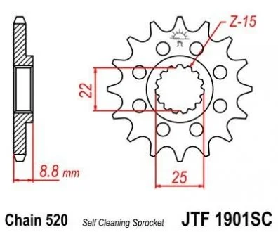 Передняя звезда - легкая - для 520 цепи -13зуб. KTM EXC/SX/SX-F JT MOTO 100-406-13