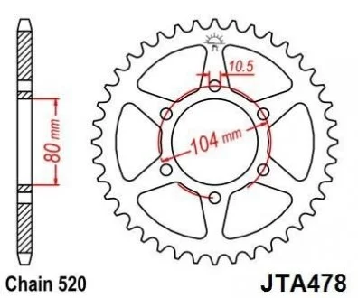Легкосплав. звезда для 520 цепи - 41зуб. ZX6R/6RR/9R/10R JT MOTO 110-462-41