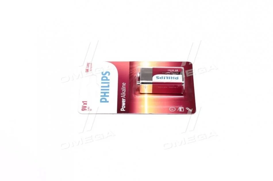 Батарейка прямокутна, лужна PHILIPS 6LR61P1B/10 (фото 1)