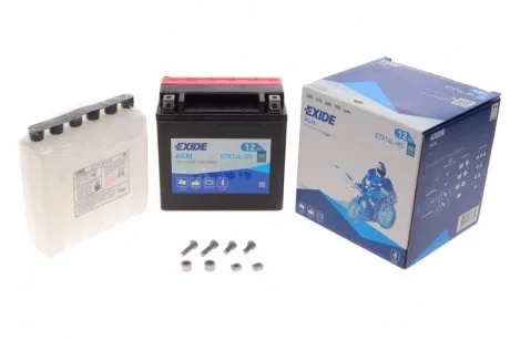 Аккумуляторная батарея 12Ah/200A (150x87x145/+R/B0) (AGM) (мото) (сухозаряженный) EXIDE ETX14L-BS