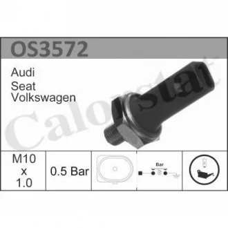 Датчик тиску оливи (0,5bar/1 конт./зелений) VW Caddy III/Golf V 1.0-1.8 95- CALORSTAT BY Vernet OS3572