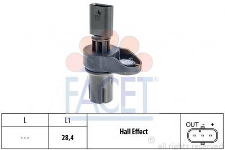 Датчик оборотов коленвала BMW 1/2/3/4/5/6/7/X1/X3/X4/X5/X6 1.6-3.0 d 03- FACET 9.0757