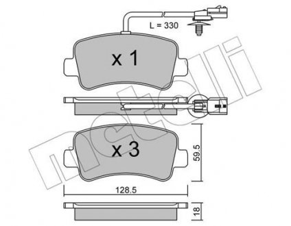 Колодки тормозные (задние) Renault Master III/Opel Movano B/Nissan NV400 10-(+датчик)(однокаточный) Metelli 22-0899-0 (фото 1)