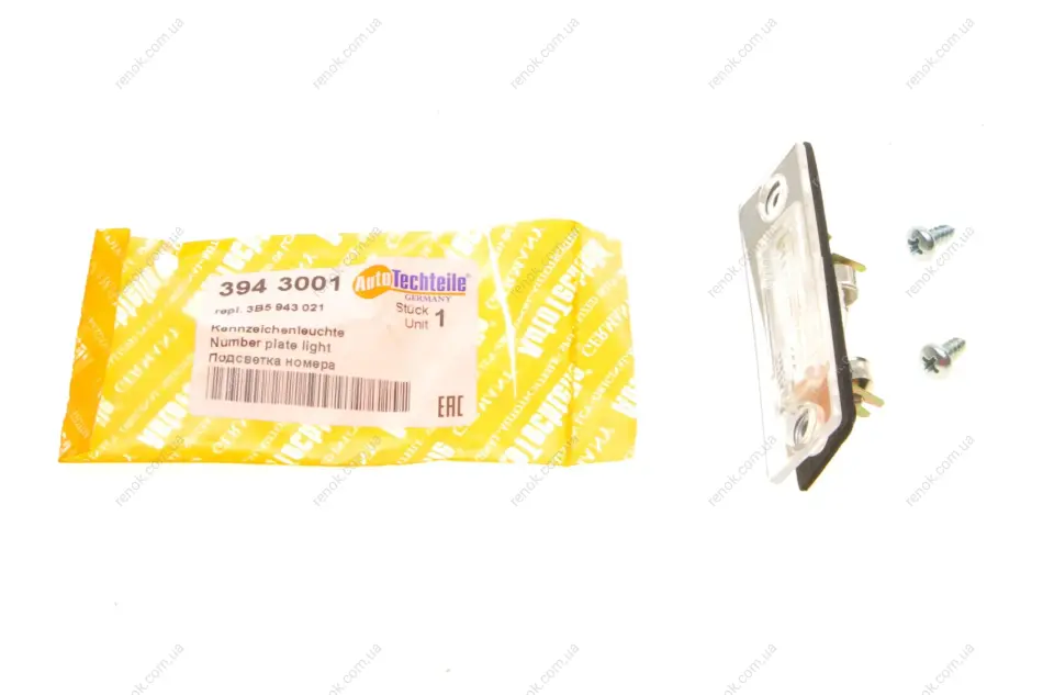 Подсветка номера VW Caddy III/T5 03- (9430.01) AUTOTECHTEILE 394 3001 (фото 1)