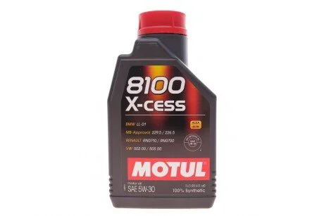 Олива 5W30 X-cess 8100 (1л) (VW 502 00/505 00/MB 229.5/226.5/RN0710-0700/LL-01) (108944) MOTUL 368101