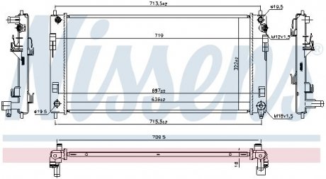 Радиатор NS LEAF (10/10-2/13) ELECTRIC (EM61) [OE 214103NA0A] NISSENS 68737