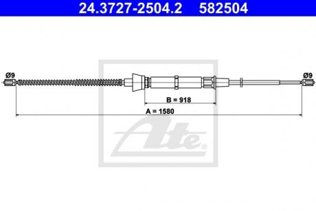 Трос, стояночная тормозная система 582504 / ATE 24.3727-2504.2