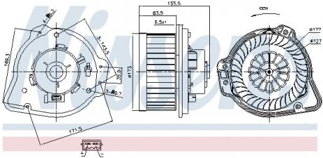 Вент.печки VOLVO C70(98-)2.0 T(+)[OE 30755485] NISSENS 87020