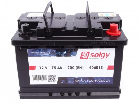 Акумуляторна батарея 75Ah/700A (278x175x190/+R) SOLGY 406013 (фото 1)