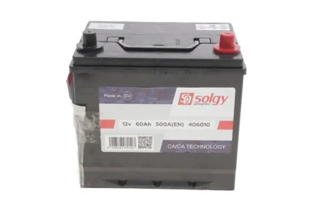 Акумуляторна батарея 60Ah/500A (230x172x222/+R) Азія SOLGY 406010